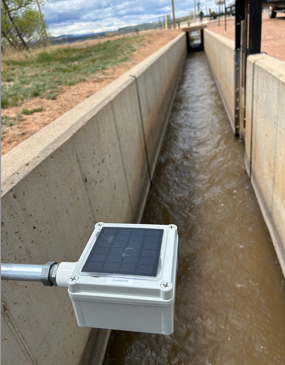 Sensor installed in irrigation ditch